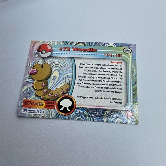 Pokemon 1999 TOPPS Weedle #13 Blue Logo TV Animation Edition Card - Picture 3 of 4